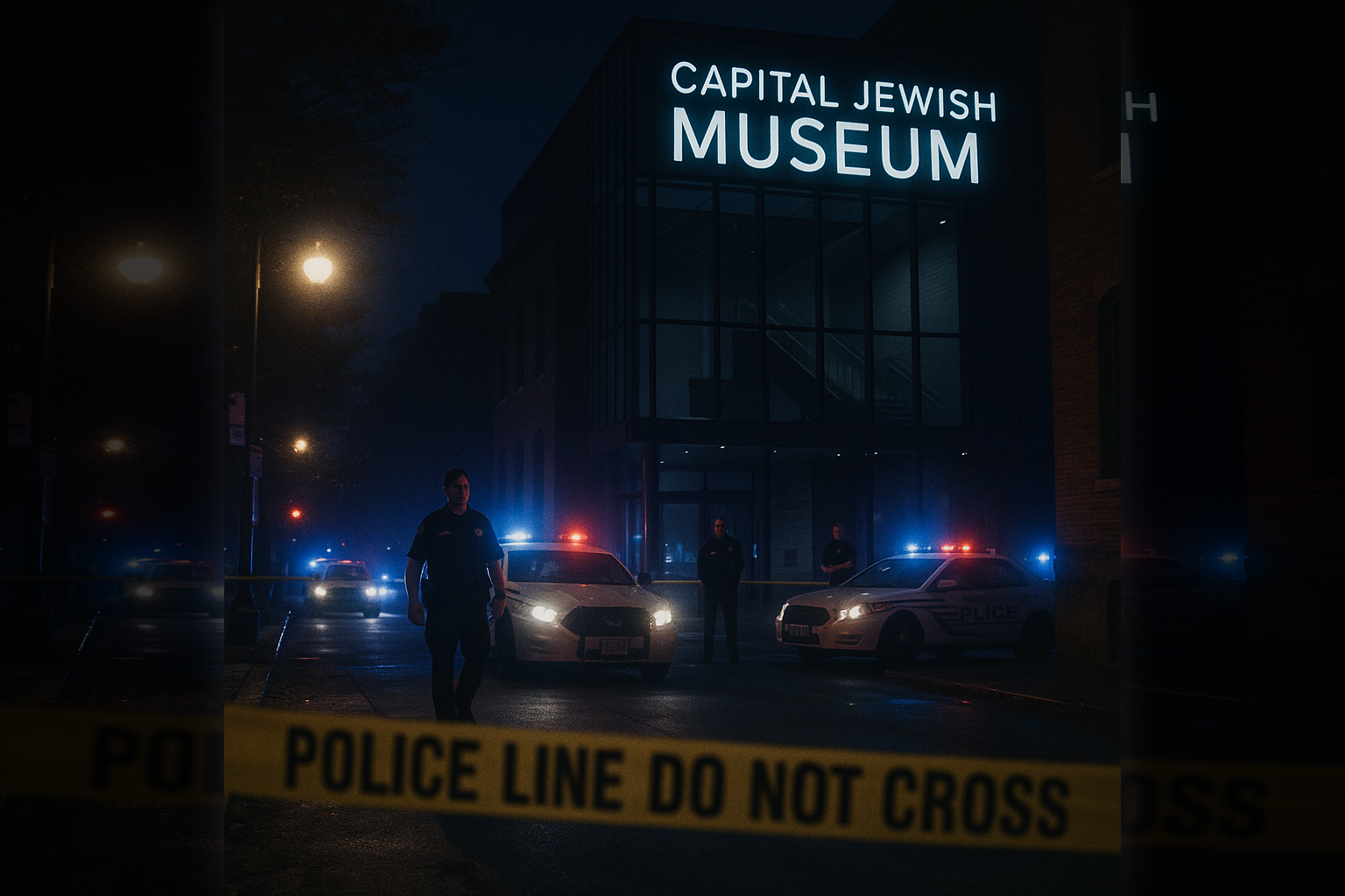 Scene outside the Capital Jewish Museum following the May 2025 shooting
