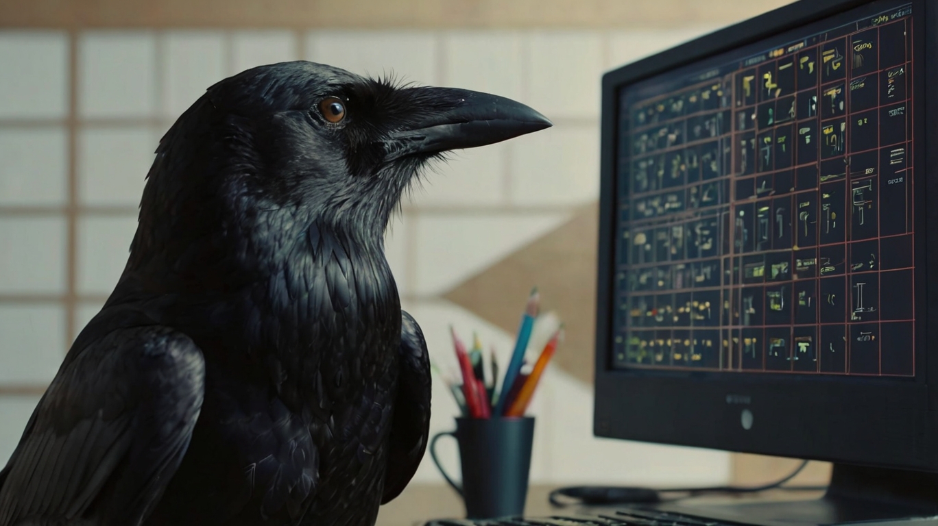 Crow identifying different geometric shape on screen